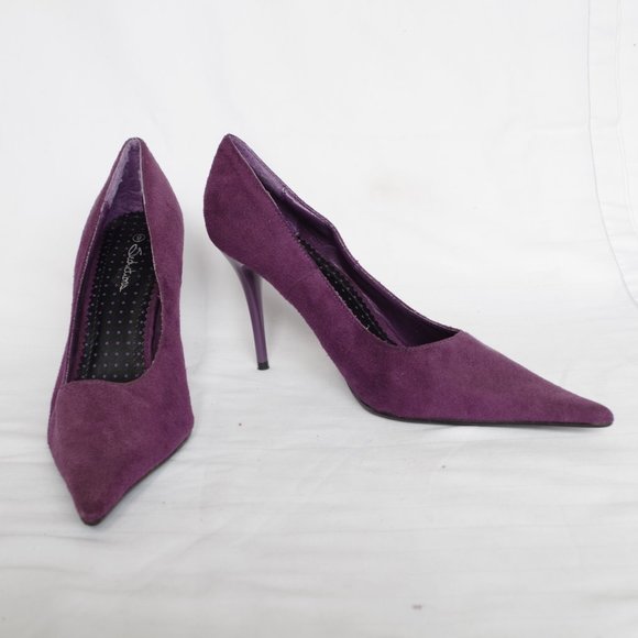 Seductions Purple Faux Suede Pointy Toe Pump- Sz. 9 - Picture 2 of 5